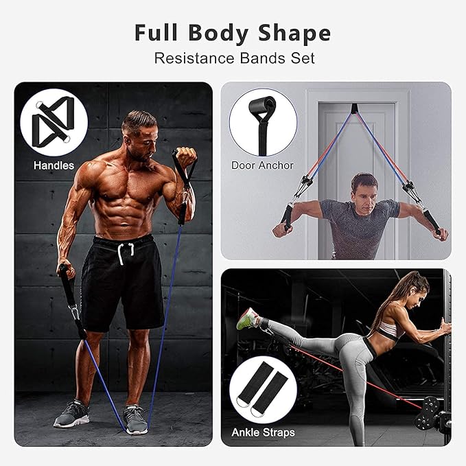 CalmFlex Resistance Bands Set for Exercise, Stretching and Workout