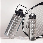 CalmFlex 3-in-1 Transparent Water Bottle Set (2000ML, 900ML, 300ML) with Motivational Time Markers, Leakproof & Gym Bottles