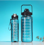 CalmFlex 3-in-1 Transparent Water Bottle Set (2000ML, 900ML, 300ML) with Motivational Time Markers, Leakproof & Gym Bottles