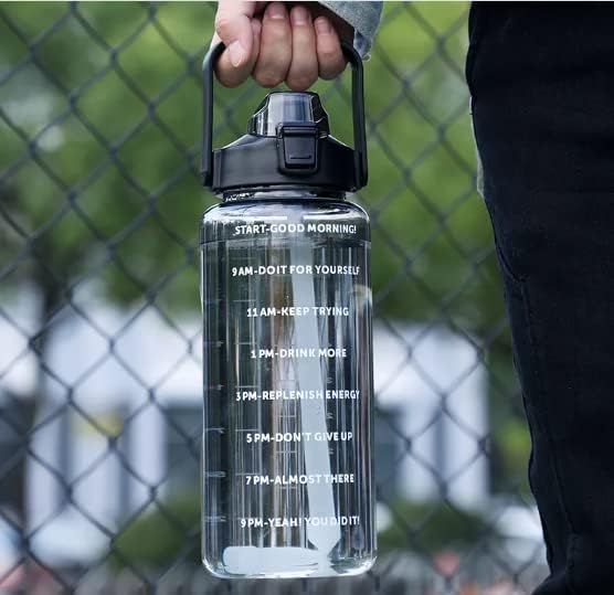 CalmFlex 3-in-1 Transparent Water Bottle Set (2000ML, 900ML, 300ML) with Motivational Time Markers, Leakproof & Gym Bottles