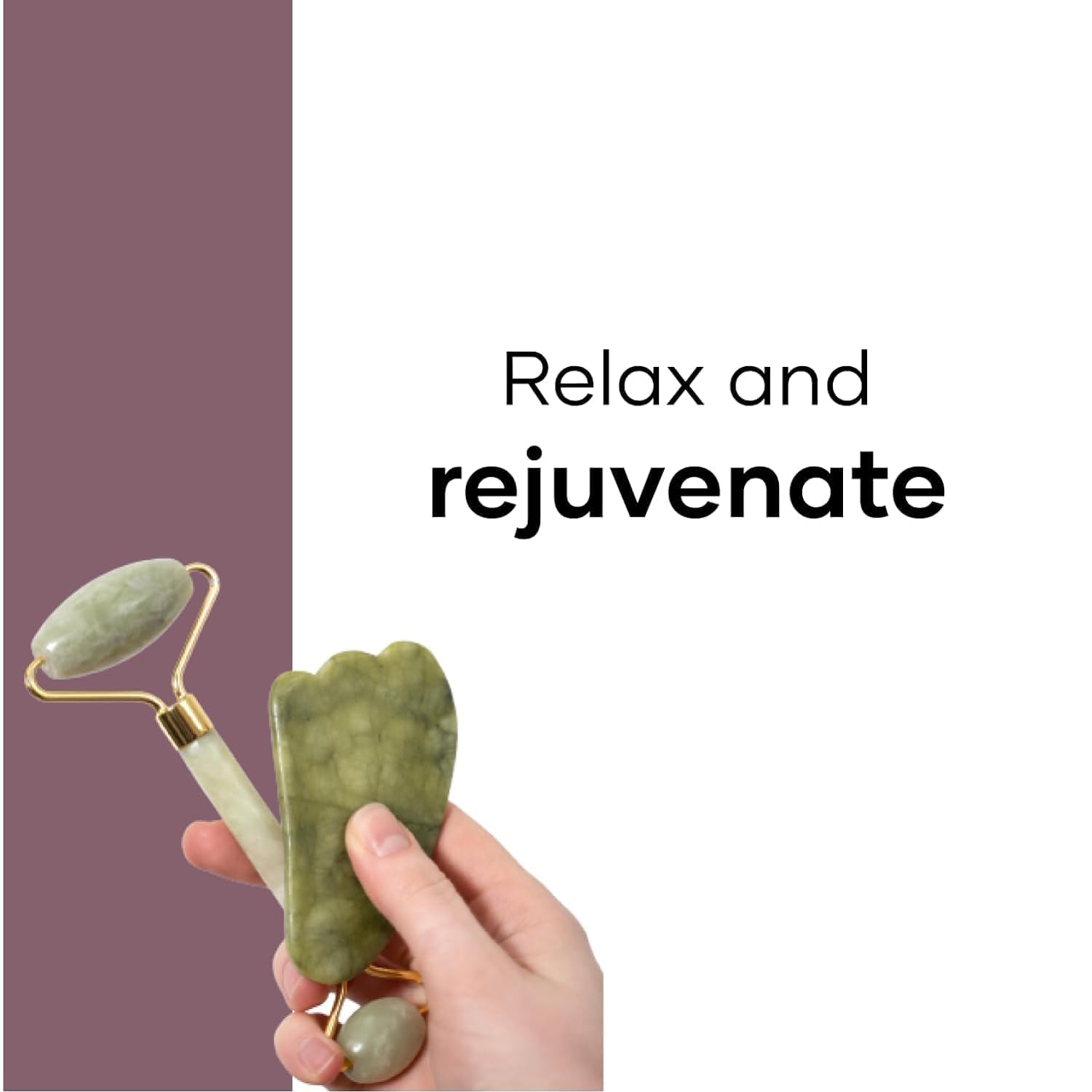 CalmFlex Jade Roller & Gua Sha Set Face Roller