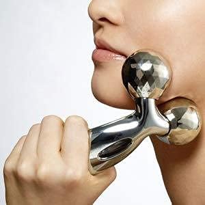 CalmFlex 3D Manual Face & Body Roller Massager – 360° Rotating Skin Tightening & Relaxation Tool for Men & Women | Silver Color – Anti-Aging, Firming, and Massage Therapy