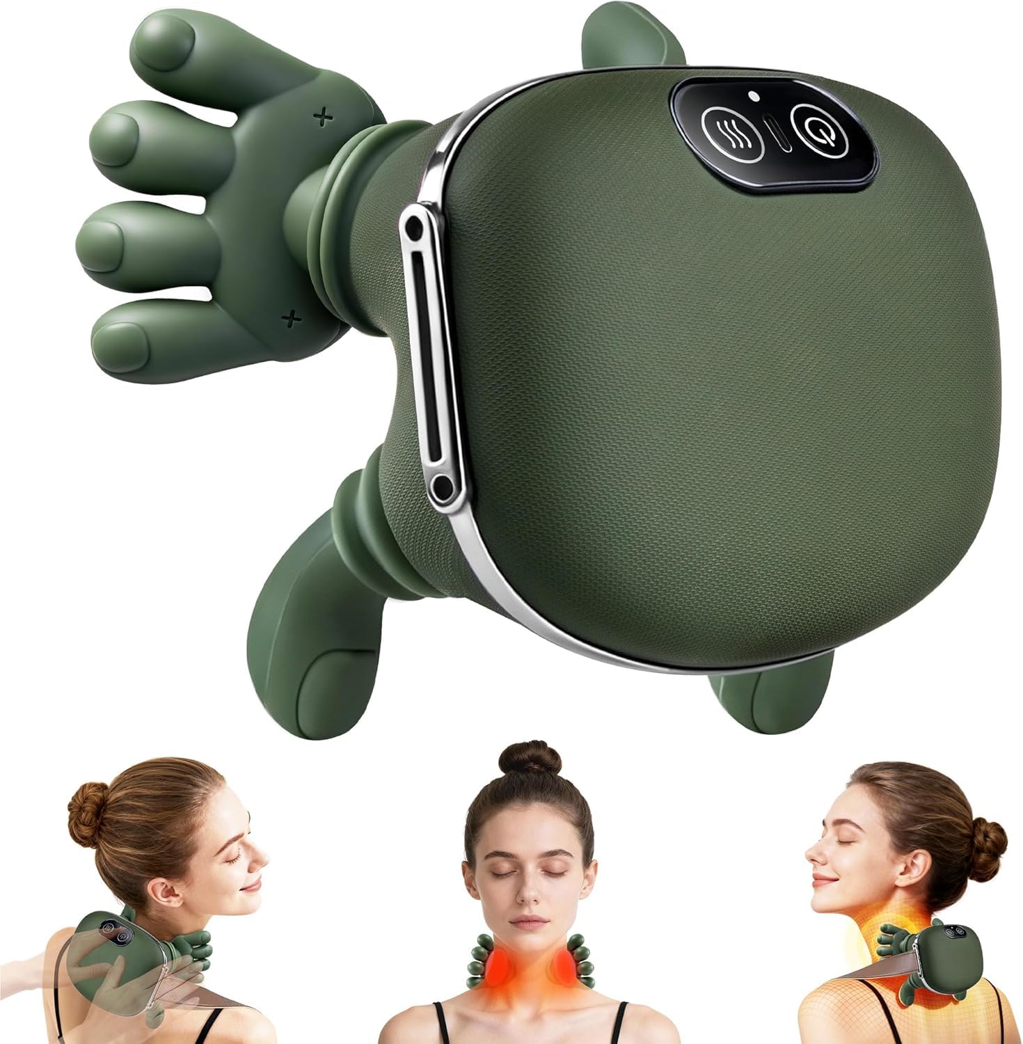 CalmFlex Shoulder and Neck Massager, Bionic Heated Massager, Neck Massager with Fingers, Kneading Massage, Simulates a Real Palm Massage for Comfort, Relax Muscle Tension